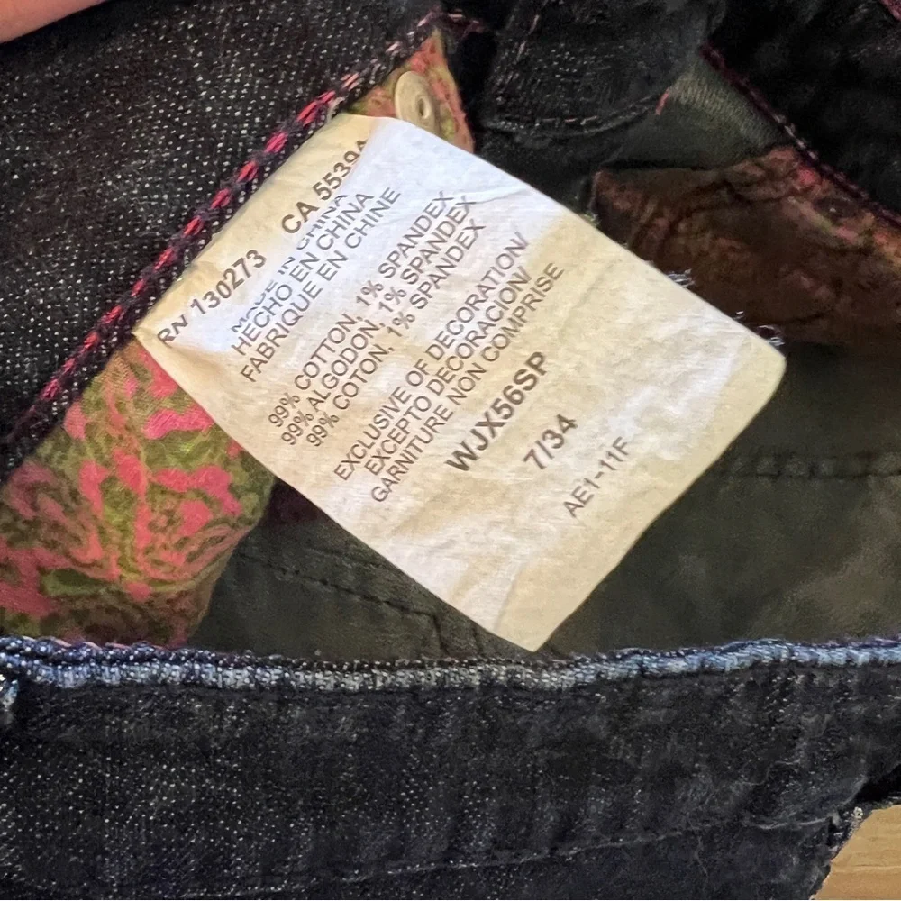 Rock 47 by Wrangler Dark Wash Low Rise Jeans Size 7/34 Rhinestone Detail